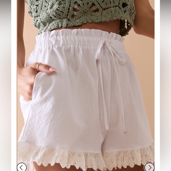 Francesca’s Blue Rain Kenya Eyelet Trim Soft Shorts - Picture 2 of 6